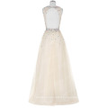 Grace Karin sans manches sans manches Tulle Netting couleur ivoire Robes de bal avec perles GK000081-2